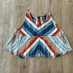 Womens Indigo Rein Multicolored Stripe Open Back Tank Top - XL